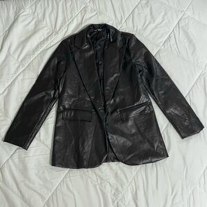 Black Faux Leather Blazer